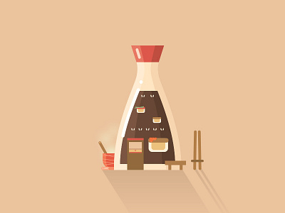 Japanese Soy Sauce art building creative design flat graphic illustration japanese sauce simple soy vector