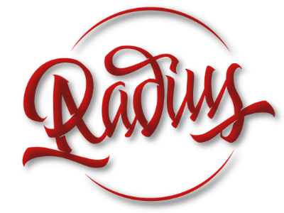 Radius brush pen design hand lettering illustrator logo radius red type typography vector