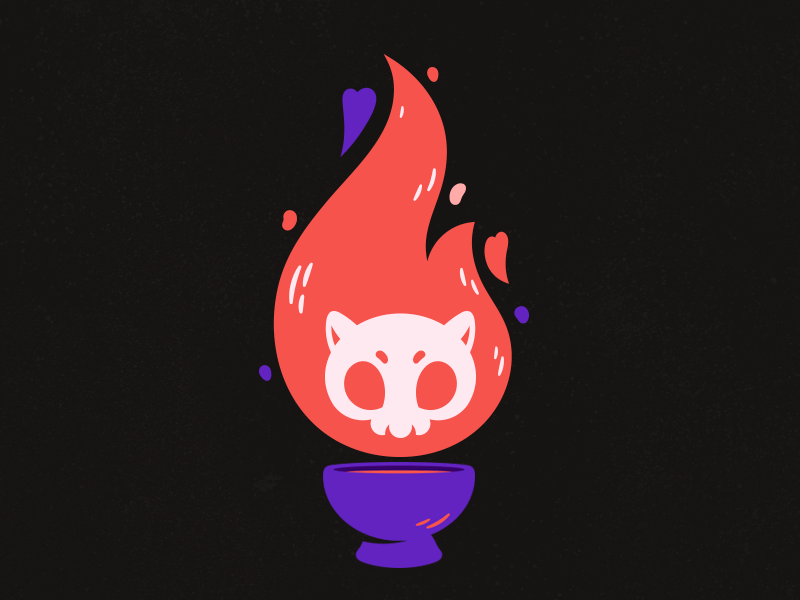 Prometheus's cat cat fire flame logo logotype skull