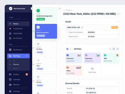 Briefing Process Service admin panel dashboard design system interface notary saas side menu side panel sidebar stepper steps ui ux web