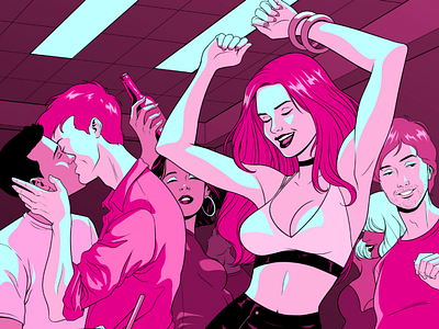 Movement artdirection dance illustration neon nightclub panama party pink