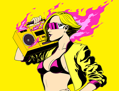 HOT TAPES 80s 90s art direction boombox character design cyberpunk design illustration panama synthwave