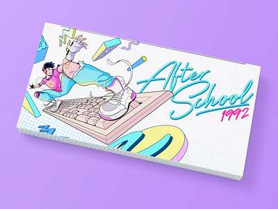 After School 1992 Packaging 90s art direction cartoon character design custom design illustration keyboard keyset logo packaging panama skater