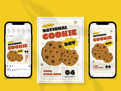 Flyer Set National Cookie Day branding cake cookie design flyer graphic design template
