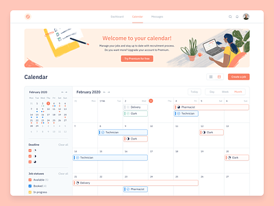 Calendar calendar charts clean deadline design ecommerce finance illustration interface kosinov marketplace schedule simple status studiorbk ui ux