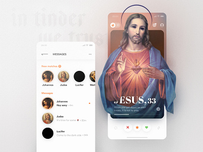 In tinder we trust app blur color dating jesus message religious tinder ui ux