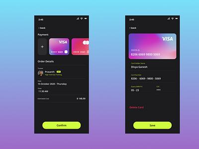Payment screen