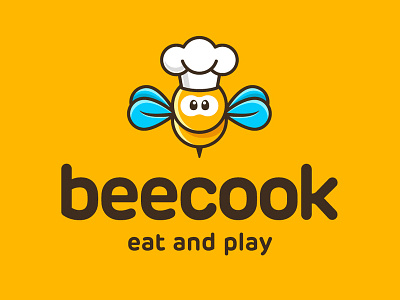 Logo Design | Beecook bee blue brand branding chef child cook cooking eyes food logo logo 2d logotipo orange play waio waiodesign waioindesign yellow