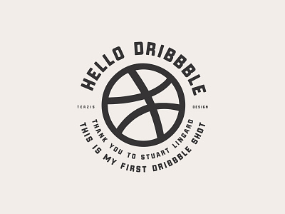 Hello Dribbble! badge ball debut dribbble first shot logo logo design thanks