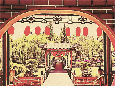 Chinese Arch design graphic design illustration photograph postwork vintage