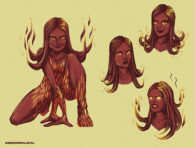 Fyra🔥 characterart characterdesign expressions faceexpressions fire flames illustration
