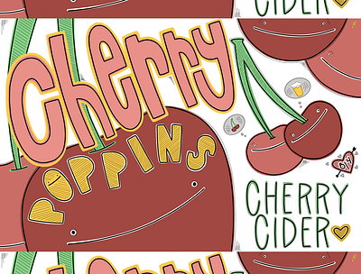 Cherry Poppins Cider camiah cherry hand drawn hand drawn heart illustration lettering