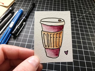 Watercolor Coffee camiah coffee doodle hand drawn hand drawn heart illustration lettering watercolor