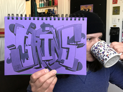 Purple Grins camiah graffiti grins hand drawn hand drawn lettering