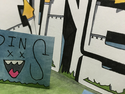 Grins Diorama Details camiah graffiti grins hand drawn hand drawn illustration lettering