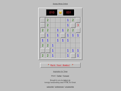 Sweep Mines Email email html interactive email minesweeper