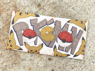 Peek-achu hand drawn lettering pokemon