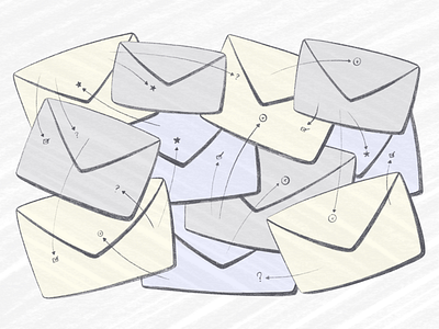 Pile of envelopes email envelope hand drawn