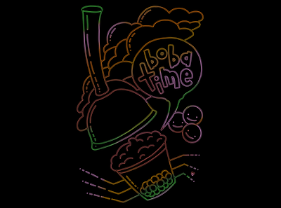 Boba Time boba camiah food hand drawn hand drawn illustration lettering