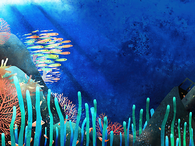 Seabed (crop) coral drawing fishes illlustration landscape nature sea seabed watercolor