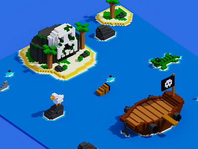Pirate land 3d concept pirates voxel