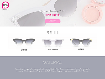 Landing page eyeglasses fashion glasses grid landing page layout ui web design