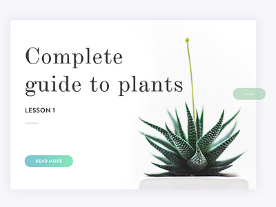 Complete guide to plants app card clean design green houseplants nature plants simple ui ux web design