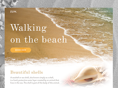 Walking On The Beach beach interface landing page landscape nature sea site summer travel ui ux web design