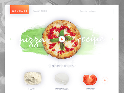 Gourmet food italy photography pizza recipe simple tomato ui ux web design