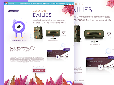 Landing page Dailies advert design eyes landing page product promo ui web design