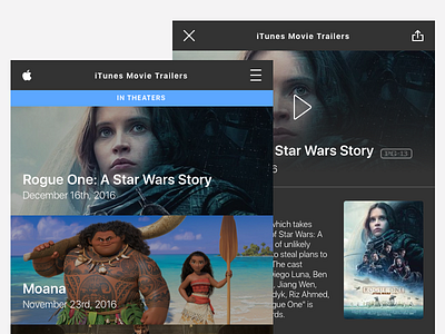 iTunes Movie Trailers App by Andrea Boi on Dribbble