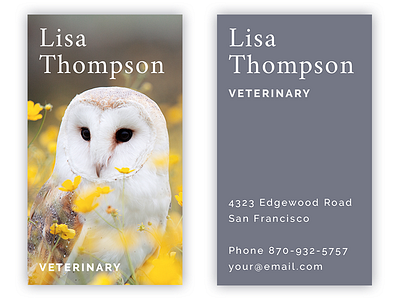 Business card template animals business card elegant minimal photography simple template typography vertical