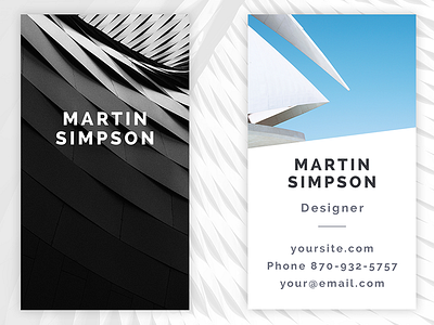 Designer Business Card black white business card designer elegant minimal photography simple template typography vertical