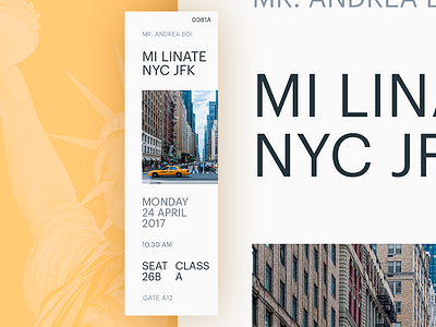 Travel Ticket concept design fly graphic design milano new york travel