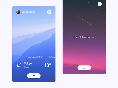 Weather App app concept ios iphone mountains nature sky sun time ui ux weather