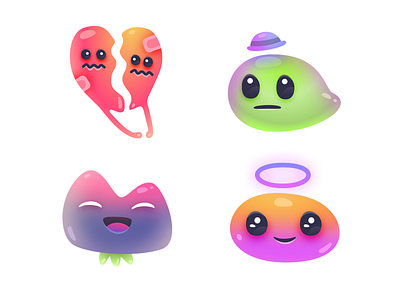 Stickers Kingdom Flou #3 app character color cute gradient heart illustration magic monster music night stickers