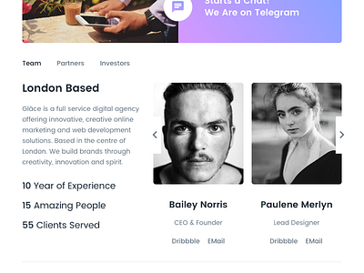 Team Component clean gradients interface minimal scrolling site team theme ui web design