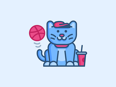 Dribbble Player basketball cat dribbble flat illustration playoff sketch sticker mule stickers vector