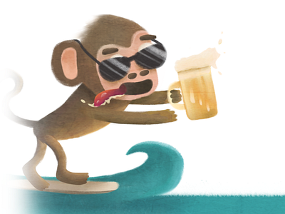 Monkey Surf Variant beer drawing illustration monkey sea surf