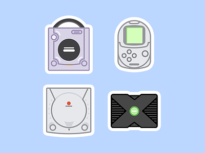 Retro consoles dreamcast flat illustration nintendo outlines playstation retro gaming stickers videogames xbox