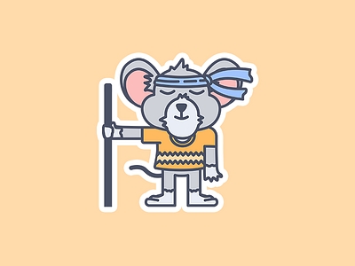 Mouse Ninja animal cute drawing flat ninja outlines stickers vector