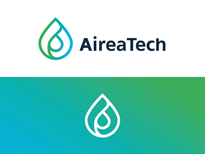 AireaTech Logo branding flat gradient green logo outline tech