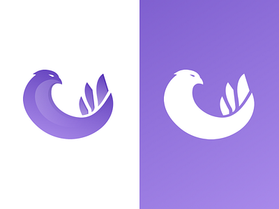 Phoenix bird funerary gradient logo mark phoenix symbol violet