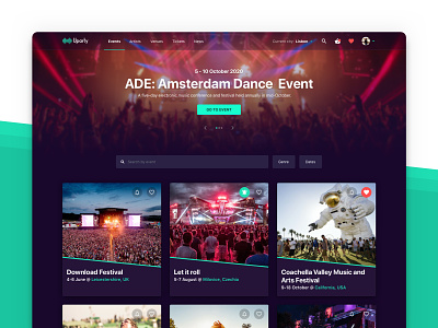 Uparty - Events & Artists Website artists design events interface ui ux web website