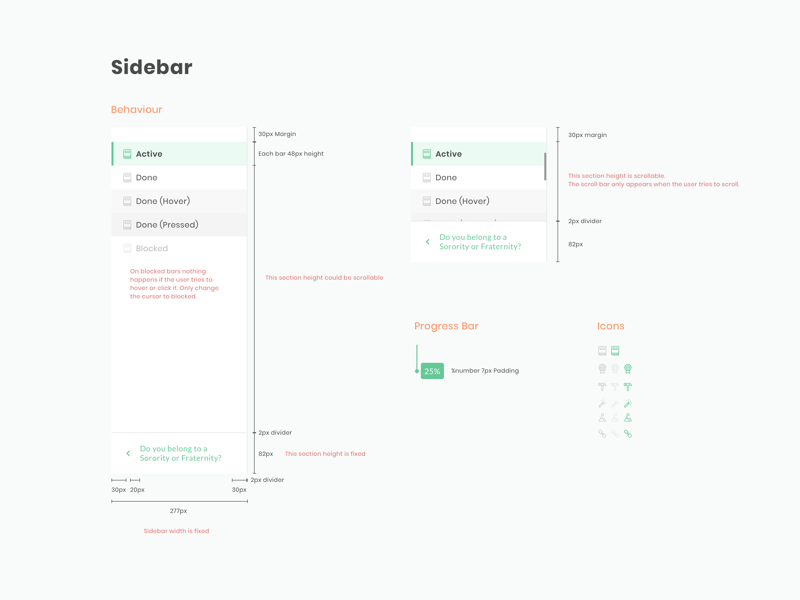 Style Guide - How sidebar works style guide elements behaviour developers ux interface ui