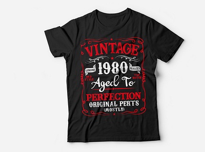 Vintage 1980 Aged To Perfection Birthday Tshirt Design vintage 1975