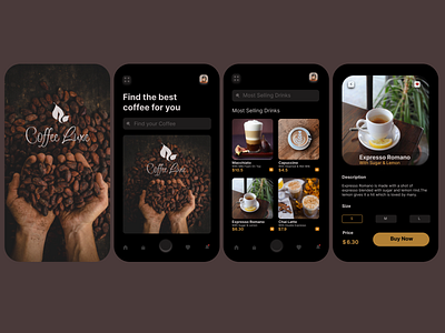 COFFEE LUXE APP app branding design illustration logo typography ui ux