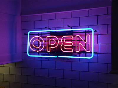 Open Neon Sign lettering neon typography