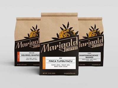Marigold Coffee Packaging branding coffee identity label logo packaging typography