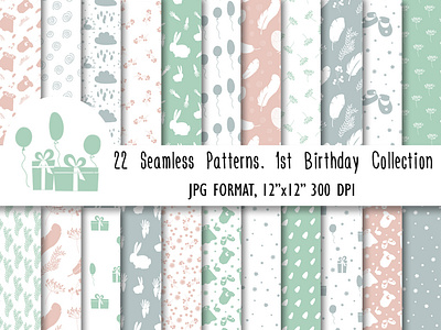 1st birthday seamless patterns collection